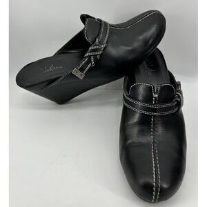 Cole Haan Black Leather Closed Toe Wedge Mule Slip On Women's Size 8.5B